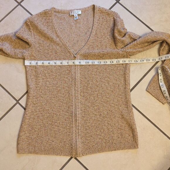 St. John knit cardigan set peach rose gold zip front size S - Picture 12 of 13